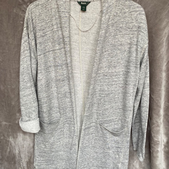 🎉ROOTS CANADA Open Front Cardigan, Size MED, Grey - Picture 2 of 7